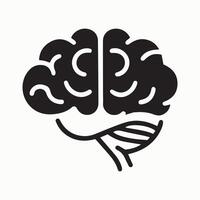 Black brain icon with creative leaf and nature style vector