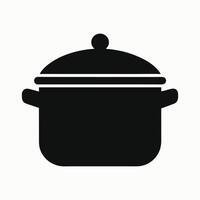 Large cooking pot with lid for soup or stew icon vector