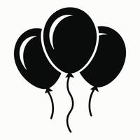 Group of three black balloons icon for party and festive designs vector