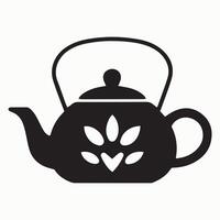 Teapot with flower design in black vector