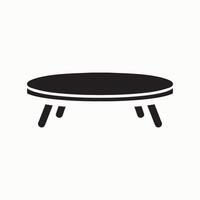 Black coffee table icon with curved legs and flat top vector