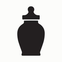 Antique tall storage jar container icon in silhouette vector