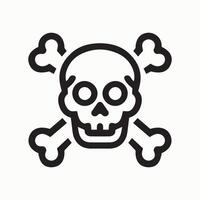 Simple skull and crossbones icon in black silhouette vector