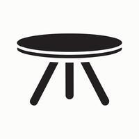 Simple round table icon with three curved legs in black vector