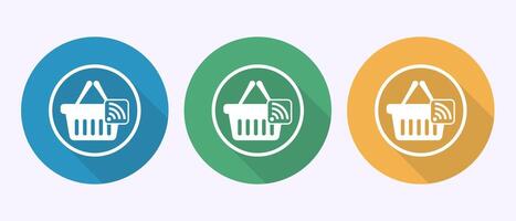 Online shopping icon design illustration. Shopping symbol in shadow button design vector