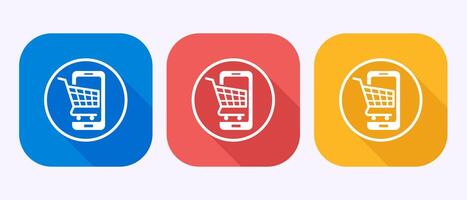 Online shopping icon design. Shopping sign symbol in shadow button design vector