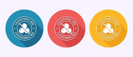 Cholesterol free icon, Cholesterol free logo label in shadow button design vector
