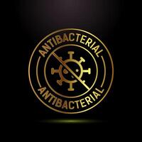 Antibacterial icon design, Hygiene label symbol in gold color style vector