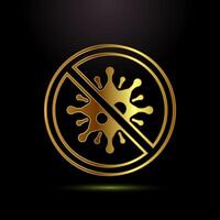 Antibacterial icon design, Hygiene label in gold color style vector
