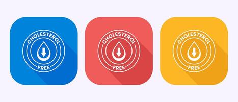 Cholesterol free icon, Cholesterol free logo badge in shadow button design vector