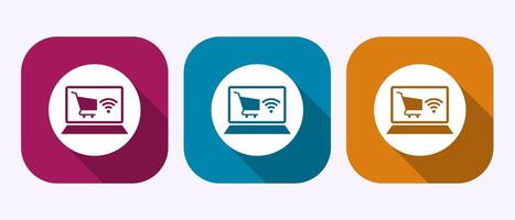 Online shopping icon design. Shopping symbol in shadow button design vector
