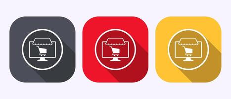 Online shopping icon illustration. Shopping sign symbol in shadow button design vector