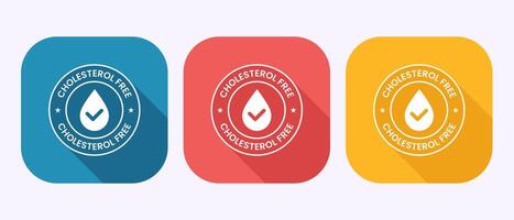 Cholesterol free icon design, Cholesterol free logo badge label in shadow button design vector