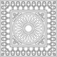 square Assyrian black outline ornament. Rectangle, border, frame of Mesopatamia. Pattern of ancient East. vector