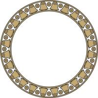 gold with black round Egyptian ornament. Circle, frame, ring of ancient Egypt.Pattern of lotus vector