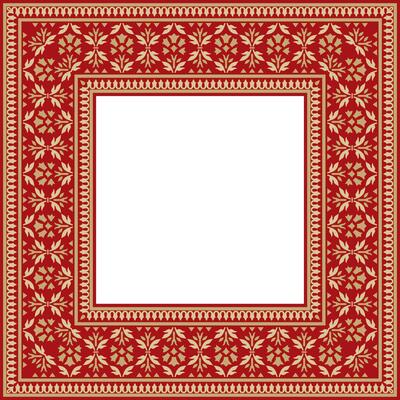 gold with red square Turkish national ornament. Ottoman border, frame. Ethnic floral rectangle, Seljuk Turks pattern. Decoration of Sultan palaces