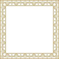 square european gold ornament. Rectangular pattern, circle, ring of the Middle Ages. Revival border. Decorations of palace and churche vector
