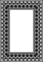 square Assyrian black monochrome ornament. Rectangle, border, frame of Mesopatamia. Pattern of ancient East vector