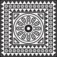 square Assyrian black monochrome ornament. Rectangle, frame of Mesopatamia. Pattern of ancient East vector