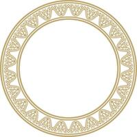 round Assyrian gold ornament. Circle, border, frame of Mesopatamia. Pattern, ring of ancient East. vector