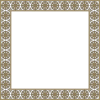 square gold and black ancient Russian ornament. Slavic rectangle, border, frame. Painting of royal chamber