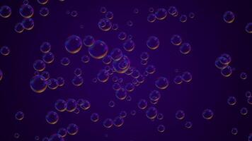 A stream of shiny bouncy soap bubbles flowing outwards against a purple gradient background. This simple fun motion design is full HD and a seamless loop. video