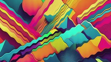 Ultra vibrant Psychedelic Pop Art styled background with colorful rippling wavy abstract shapes and lines. Full HD and looping retro animation. video