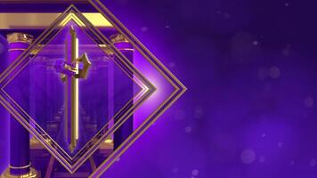 ELEGANT COLUMNS ON A CLASSIC ABSTRACT BACKDROP WITH A SPINNINGPURPLE IVORY AND GILDED CROSS ANIMATED LOOP video