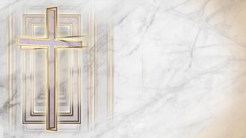 CINEMATIC HOLY WEEK TITLE TEMPLATE WITH A MODERN GILDED CROSS ON CRYSTALLINE WHITE GRANITE TEXTURE OVER LUMINOUS ABSTRACT MOTION BACKGROUND ANIMATION LOOP video