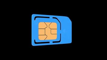 SIM Card Rotating on a Transparent Background. Seamless Loop. 4K video