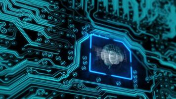 Brain on CPU chip, grow artificial intelligence technology. video