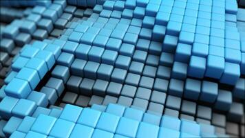 uma 3d azul cubo panorama criada usando pixel padrões e geométrico formas. video