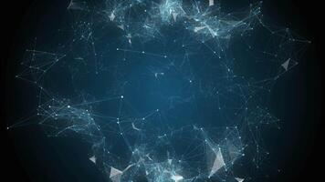 abstract animation with moving lines and dots on blue background video