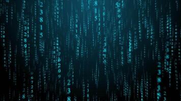 Columns of blue hexadecimal numeric characters. video