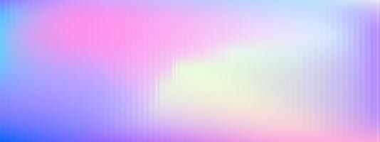 Vertical ribbed glass background with gradient color blur in pastel y2k palette. Iridescent abstract texture with neon ripple effect, soft chromatic light and retro holographic vibes. template. vector