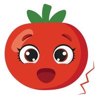 Surprised red tomato with big eyes and expressive face, ideal for educational content, healthy food visuals, or farming themes vector