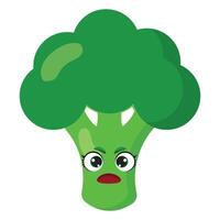 Funny broccoli character with evil face Illustration of the green vegetable is perfect for healthy eating posters, cooking apps, nutrition articles and visual food illustrations vector