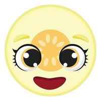 Smiling melon slice with cute wide eyes and cheerful expression Ideal for food-related graphics, fruit icons, healthy lifestyle content, and educational materials vector