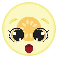 Happy melon slice with wide eyes and surprised face Great for food themes, character design, fresh produce illustrations, and playful graphic projects vector