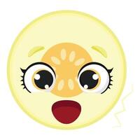 Excited melon slice with big expressive eyes and open mouth Perfect for food illustrations, healthy lifestyle projects, summer graphics, and fun design elements vector