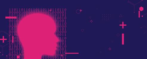 a silhouette of a person's head with a computer symbol in the background vector