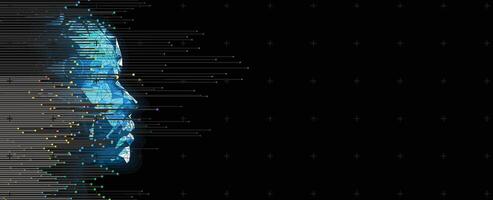 a computer screen with a face and a line of numbers vector