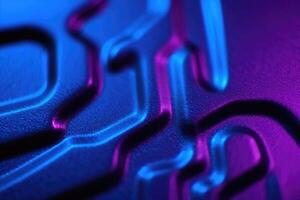 Abstract neon lines create a futuristic and dynamic visual composition on a textured backdrop. photo