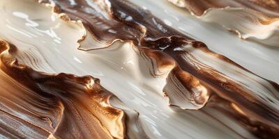 Abstract gradient artwork featuring brown and white textured brushstrokes on a surface photo