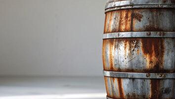 Rustic Metal Barrel Texture Background Image photo