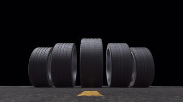 ooping Car Tires Rolling on Asphalt in Summer with Alpha Channel video