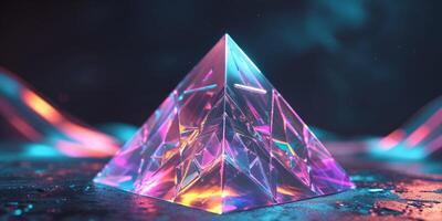 Dynamic Digital Artwork of Translucent Gradient Dice Pyramid photo
