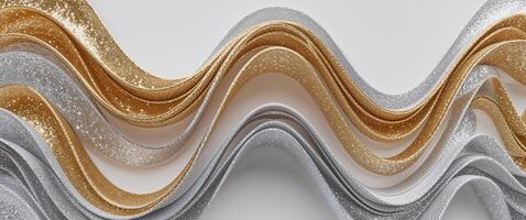 Abstract Wavy Gold and Silver Background with Glitter Effect photo
