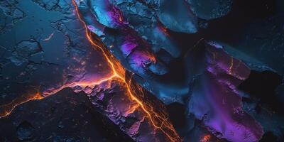 Black abstract textured background with rough surface and lighting highlights photo