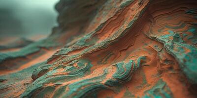 A close up of a rock with some green and red paint photo